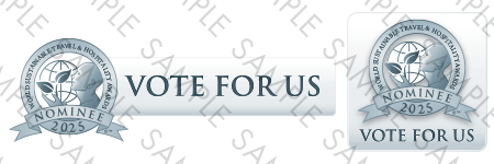 World Sustainable Travel & Hospitality Awards vote for us buttons sample